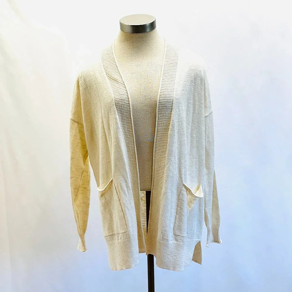 MADEWELL Women Long Sleeve Open Front Pockets Beige Cardigan Sweater Size Small - Picture 1 of 11